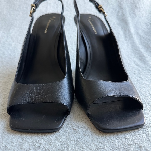 Like NEW Anthropologie Wedge Slingback Heels Black leather size 10 - Picture 11 of 15